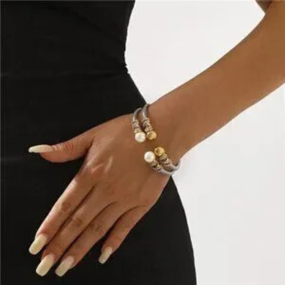 Synthetic Pearl Stainless Steel Bracelet